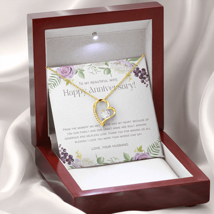 To My Beautiful Wife - Happy Anniversary - Forever Love Necklace