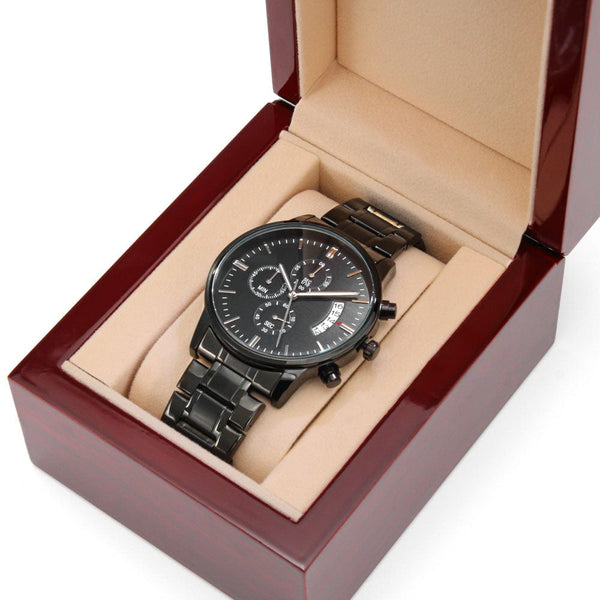Customized Engraving - Black Chronograph Watch