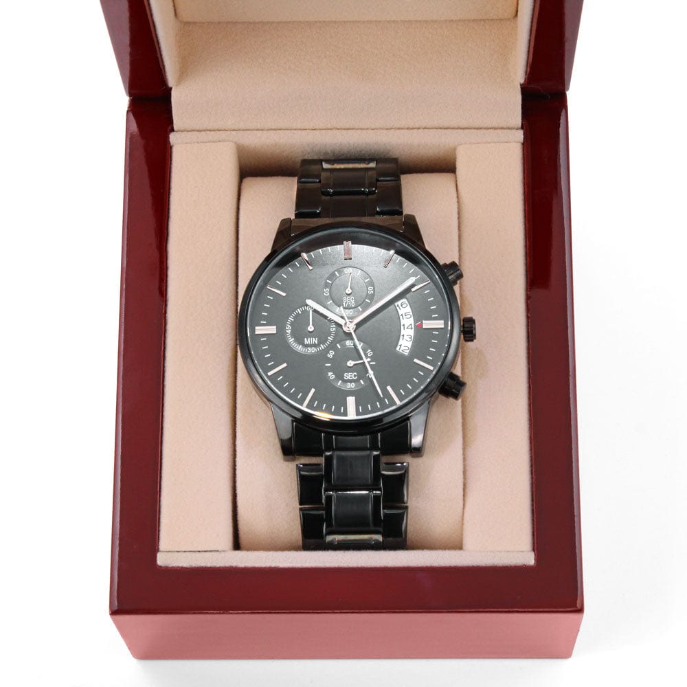 Customized Engraving - Black Chronograph Watch