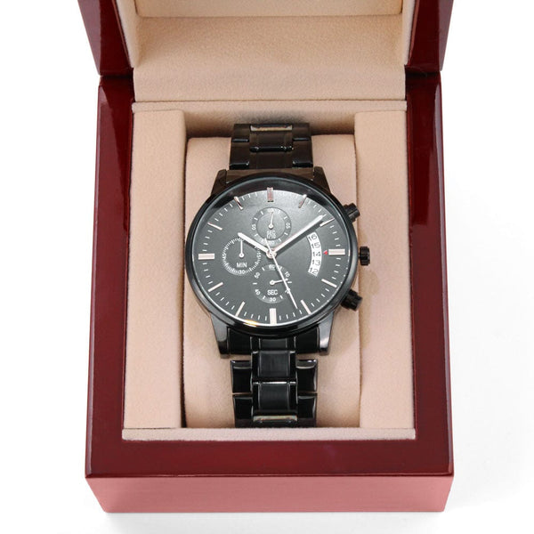 Customized Engraving - Black Chronograph Watch
