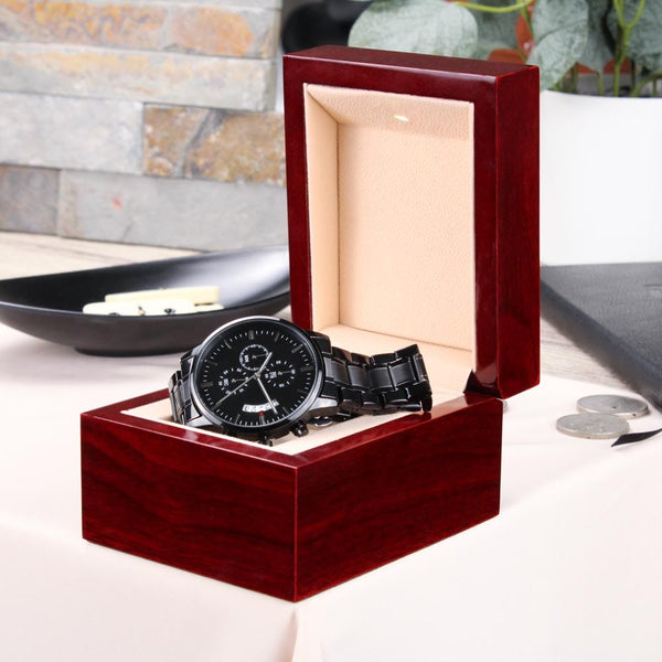 Customized Engraving - Black Chronograph Watch