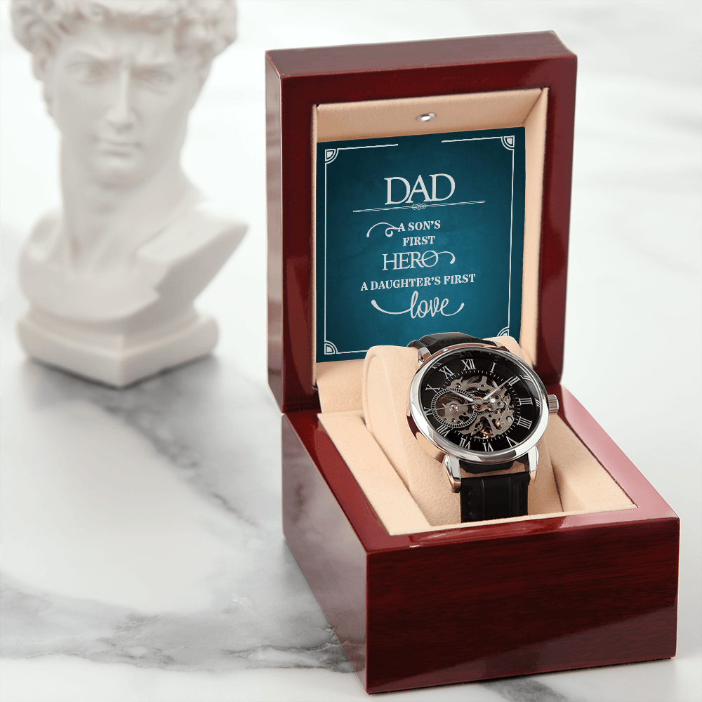 To Dad - A Son's First Hero, A Daughter's First Love - Men's Openwork Watch