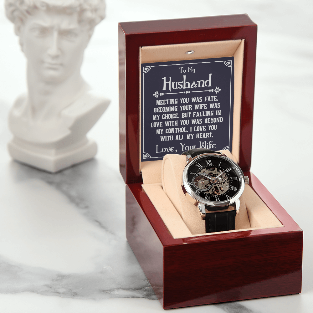 To My Husband - Meeting You Was Fate - Men's Openwork Watch