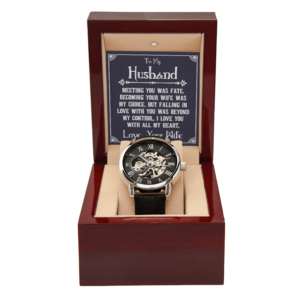 To My Husband - Meeting You Was Fate - Men's Openwork Watch