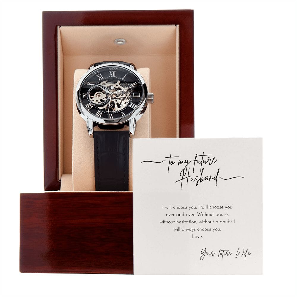 To My Future Husband - I Will Choose You Over And Over - Men's Openwork Watch