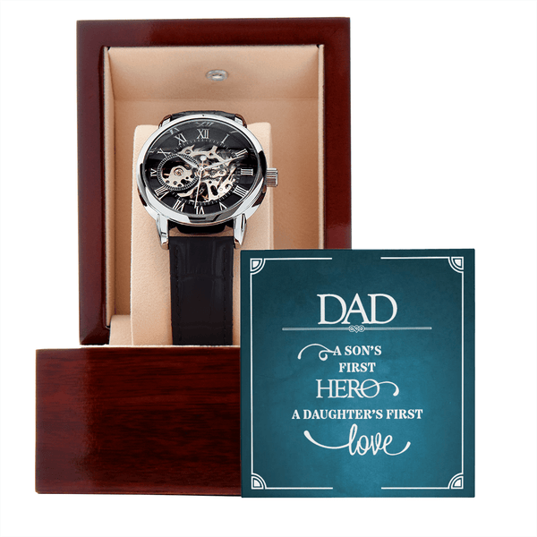To Dad - A Son's First Hero, A Daughter's First Love - Men's Openwork Watch