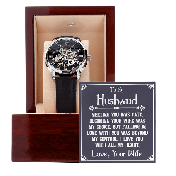 To My Husband - Meeting You Was Fate - Men's Openwork Watch