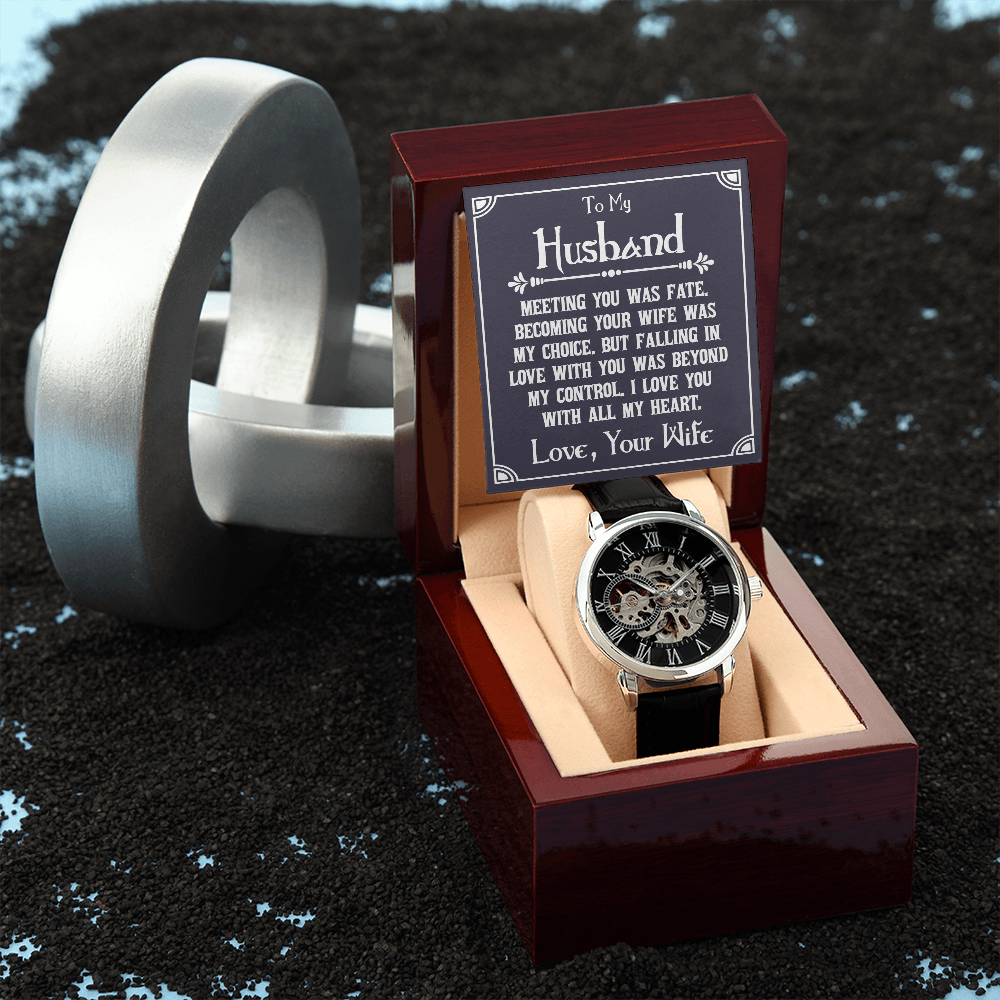 To My Husband - Meeting You Was Fate - Men's Openwork Watch