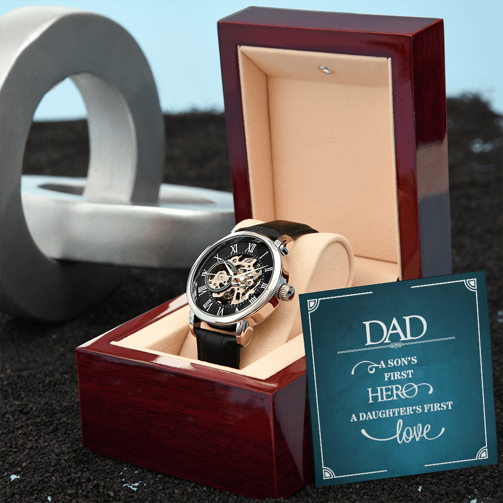 To Dad - A Son's First Hero, A Daughter's First Love - Men's Openwork Watch