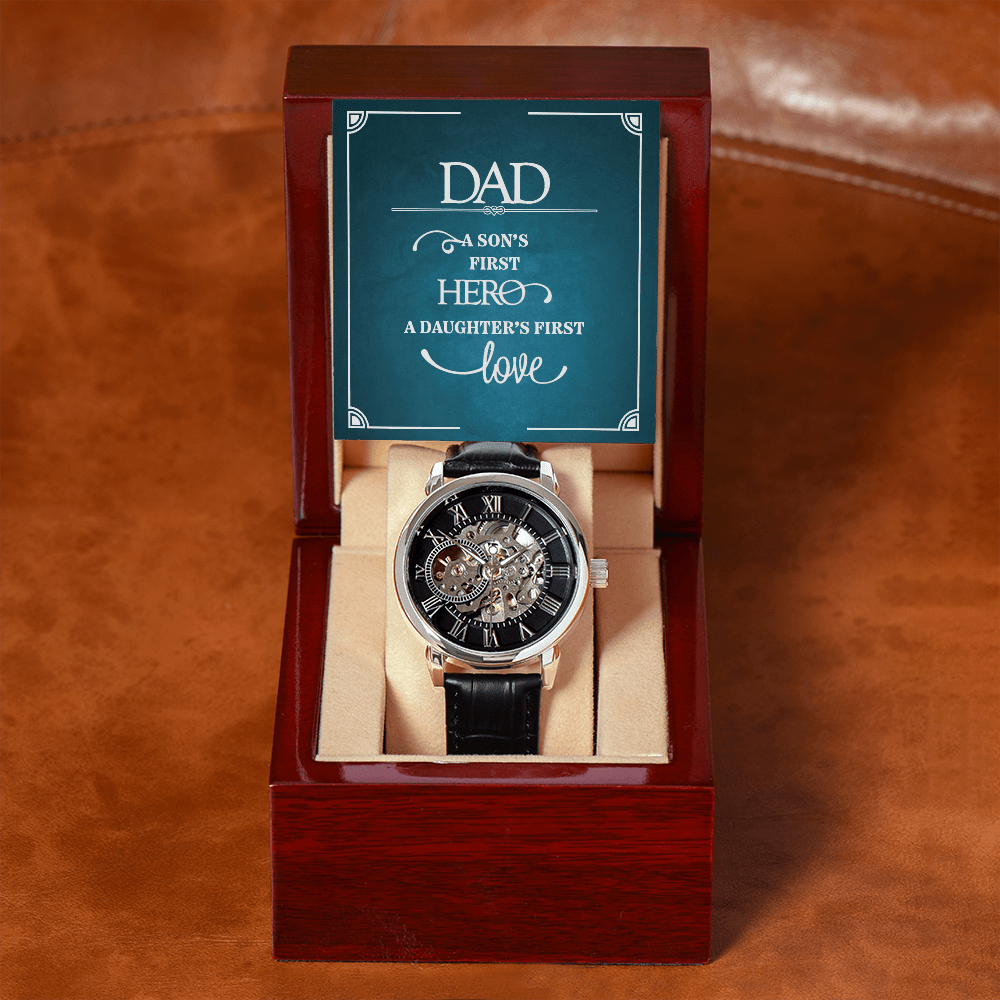 To Dad - A Son's First Hero, A Daughter's First Love - Men's Openwork Watch