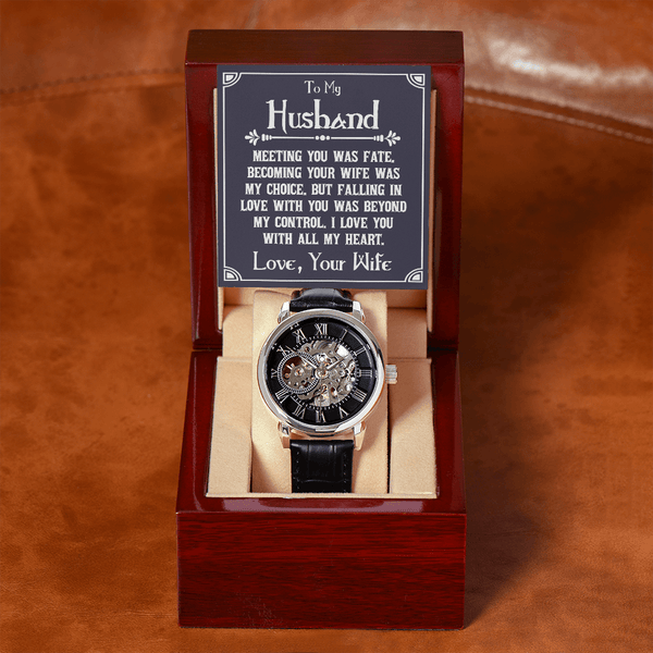 To My Husband - Meeting You Was Fate - Men's Openwork Watch