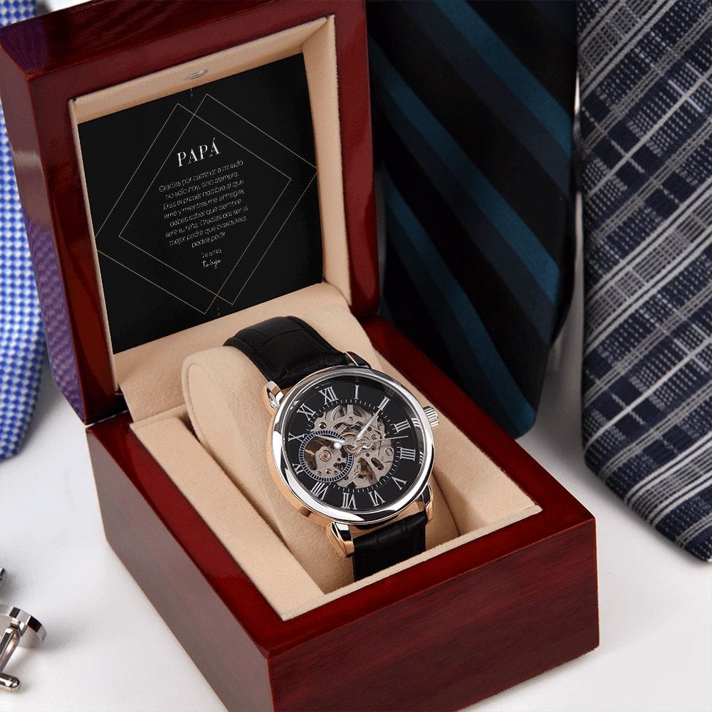Regalo Para Papa | Un Legado de Tiempo | Reloj Calado para Hombre