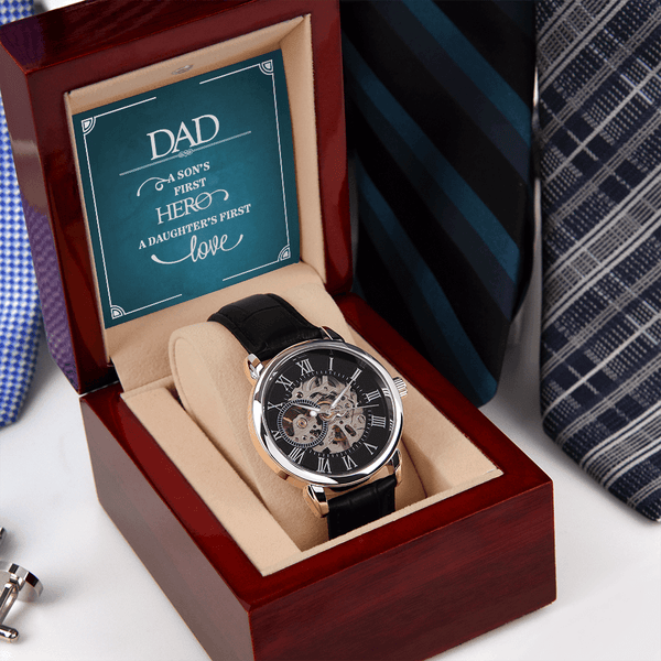 To Dad - A Son's First Hero, A Daughter's First Love - Men's Openwork Watch
