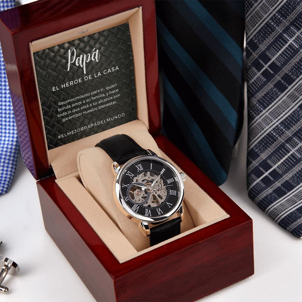 Regalo Para Papa | Siempre Contigo | Reloj Calado para Hombre
