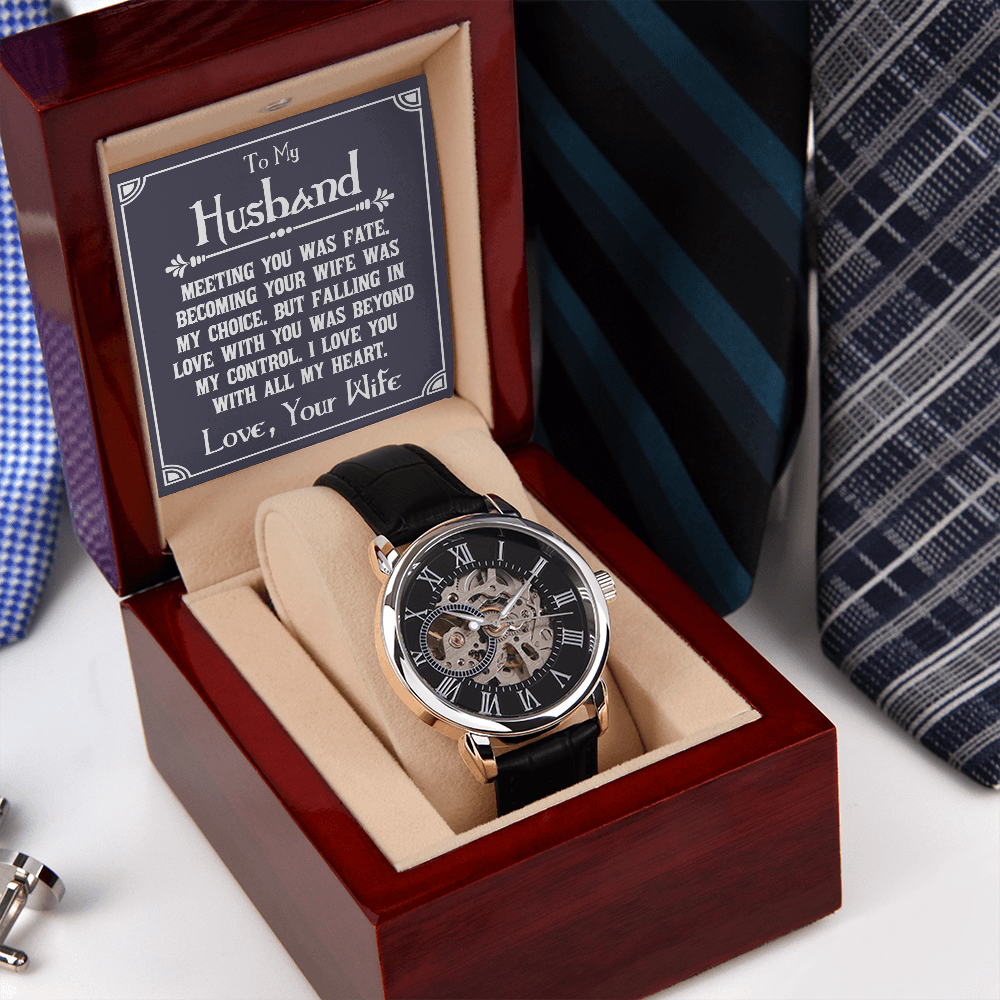 To My Husband - Meeting You Was Fate - Men's Openwork Watch