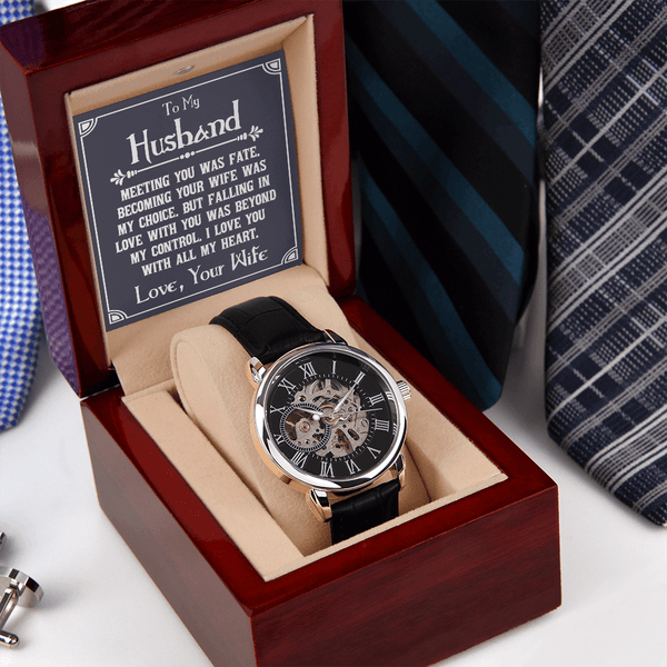 To My Husband - Meeting You Was Fate - Men's Openwork Watch