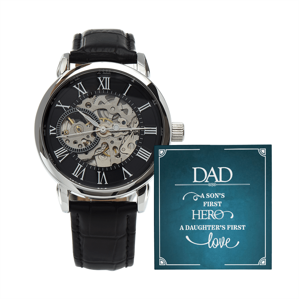 To Dad - A Son's First Hero, A Daughter's First Love - Men's Openwork Watch
