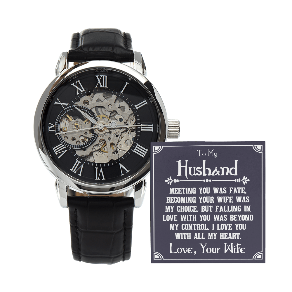 To My Husband - Meeting You Was Fate - Men's Openwork Watch