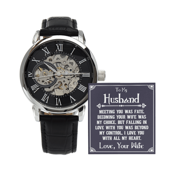 To My Husband - Meeting You Was Fate - Men's Openwork Watch