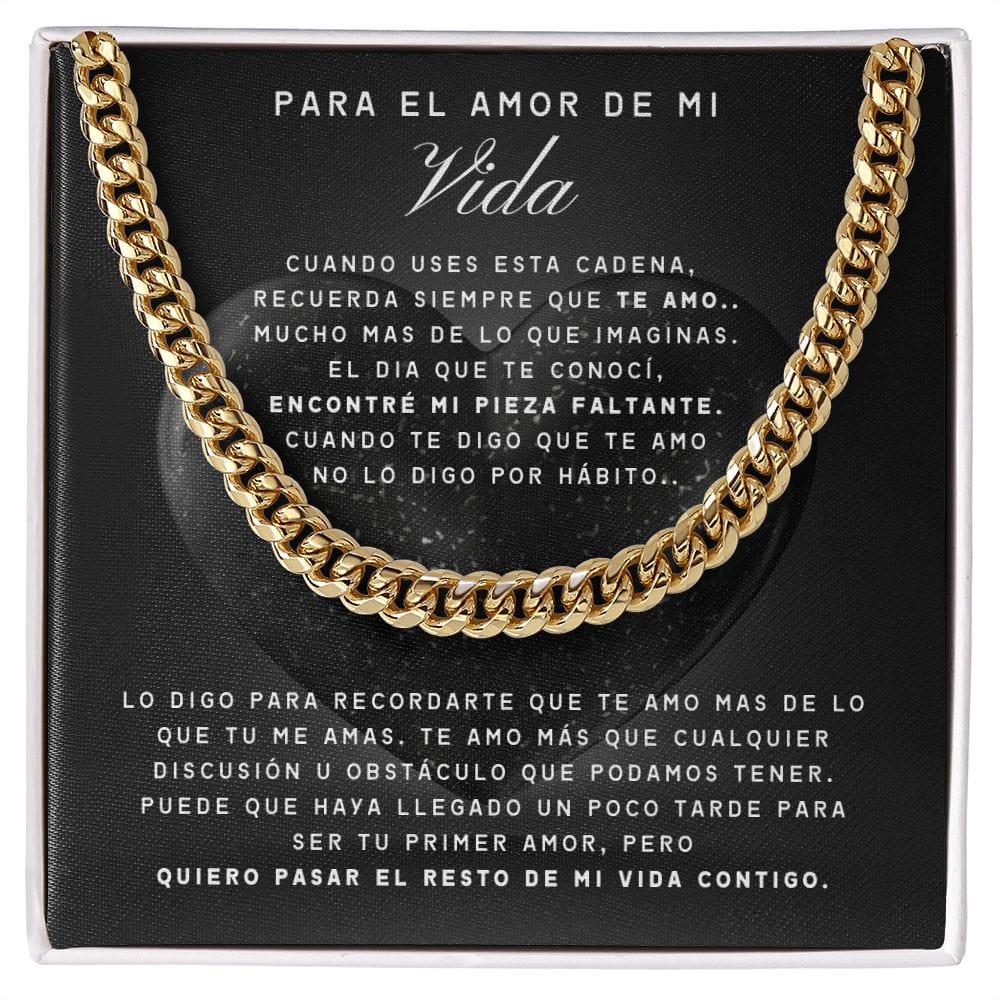 Regalo Para Novio/Esposo | Para El Amor De Mi Vida | Cadena de eslabones cubanos