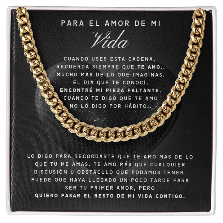 Regalo Para Novio/Esposo | Para El Amor De Mi Vida | Cadena de eslabones cubanos