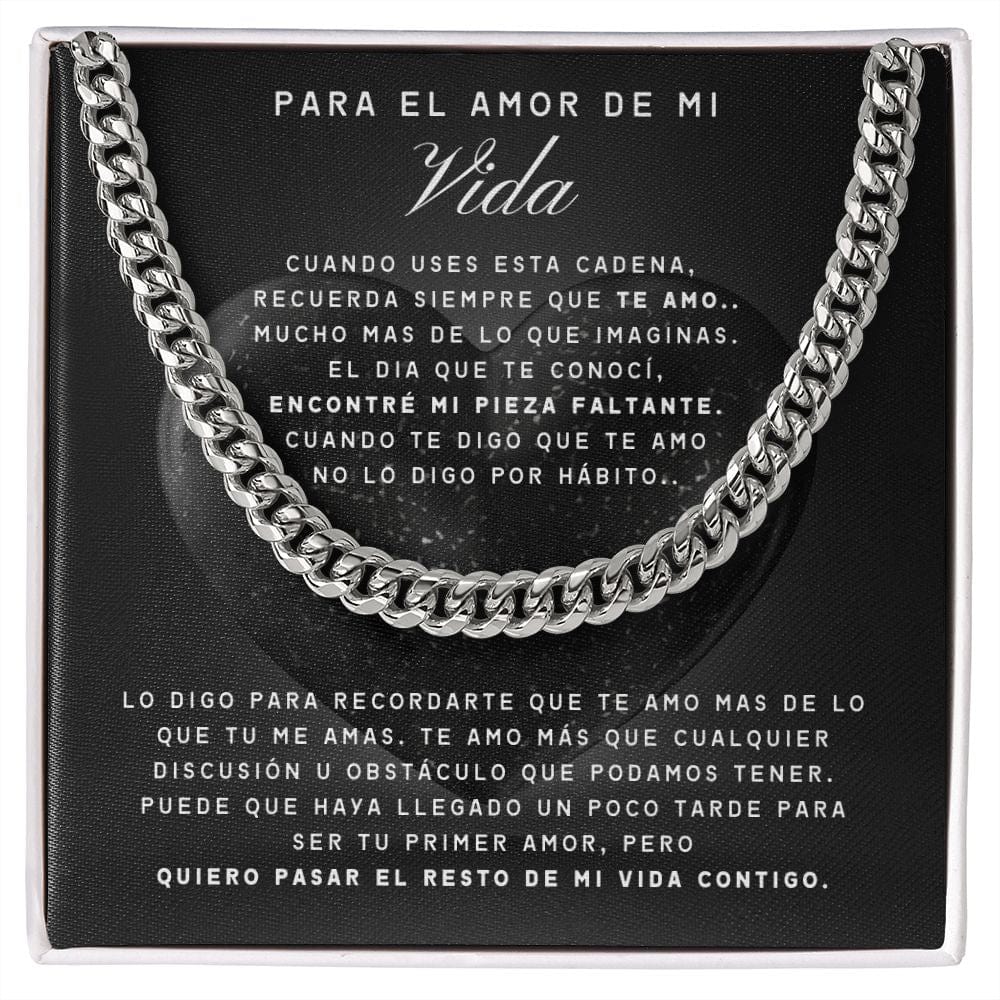 Regalo Para Novio/Esposo | Para El Amor De Mi Vida | Cadena de eslabones cubanos