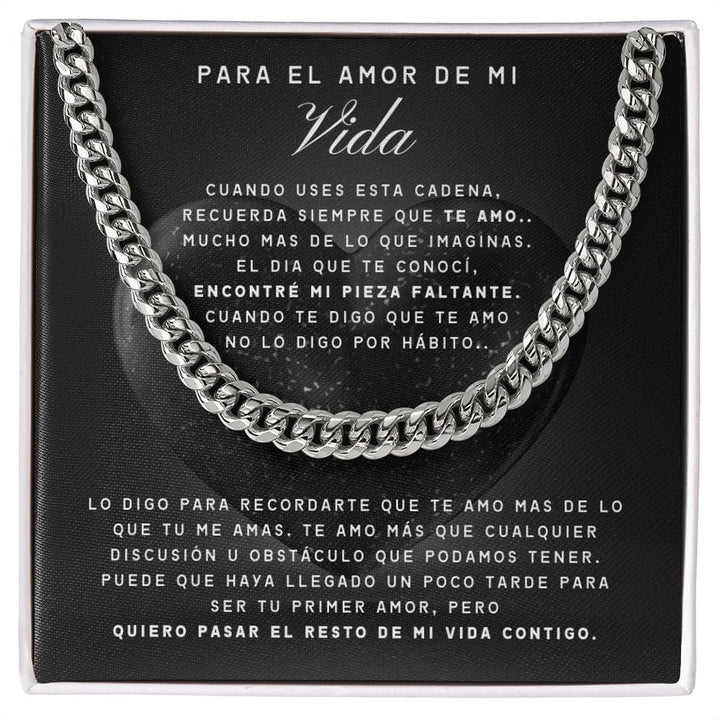 Regalo Para Novio/Esposo | Para El Amor De Mi Vida | Cadena de eslabones cubanos