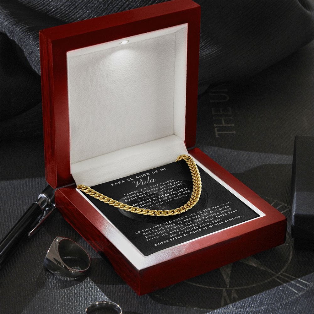 Regalo Para Novio/Esposo | Para El Amor De Mi Vida | Cadena de eslabones cubanos