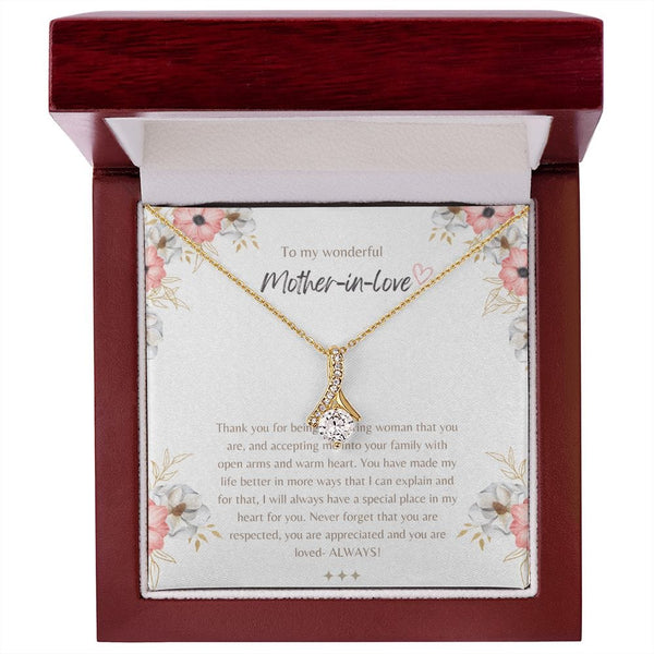 To My Wonderful Mother In Love - Thank You For Being The Loving Woman - Alluring Beauty Necklace