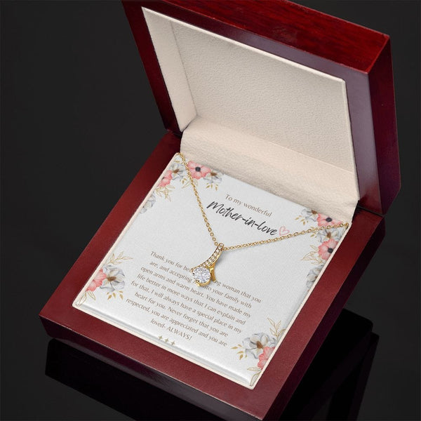 To My Wonderful Mother In Love - Thank You For Being The Loving Woman - Alluring Beauty Necklace