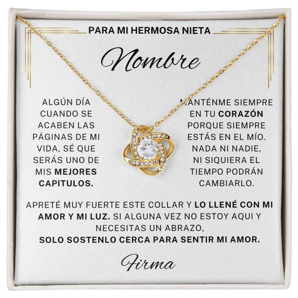 Regalo Para Nieta | Siente mi amor | Collar Nudo de Vesta