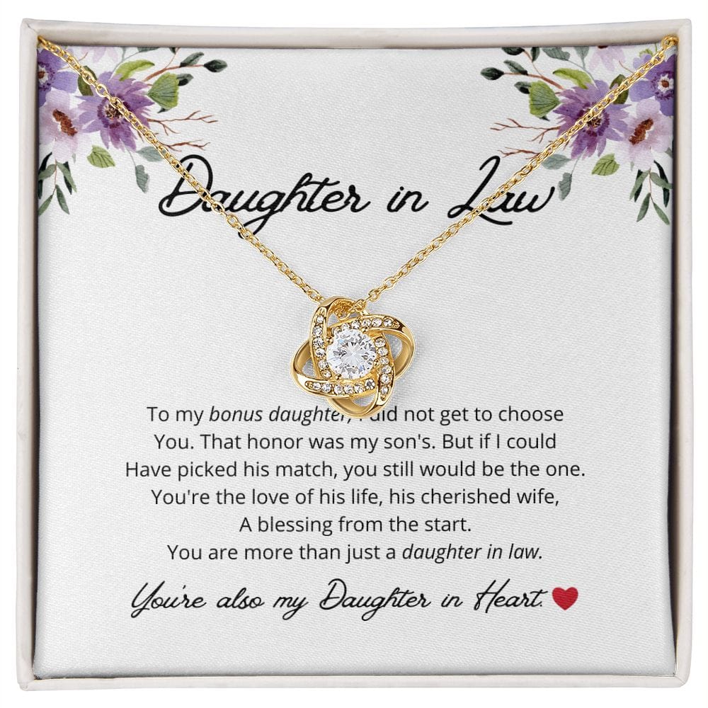 Daughter In Law - To My Bonus Daughter - Love Knot Necklace