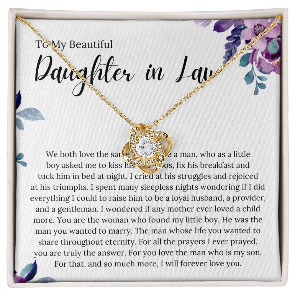 To My Beautiful Daughter In Law - We Both Love The Same Man - Love Knot Necklace