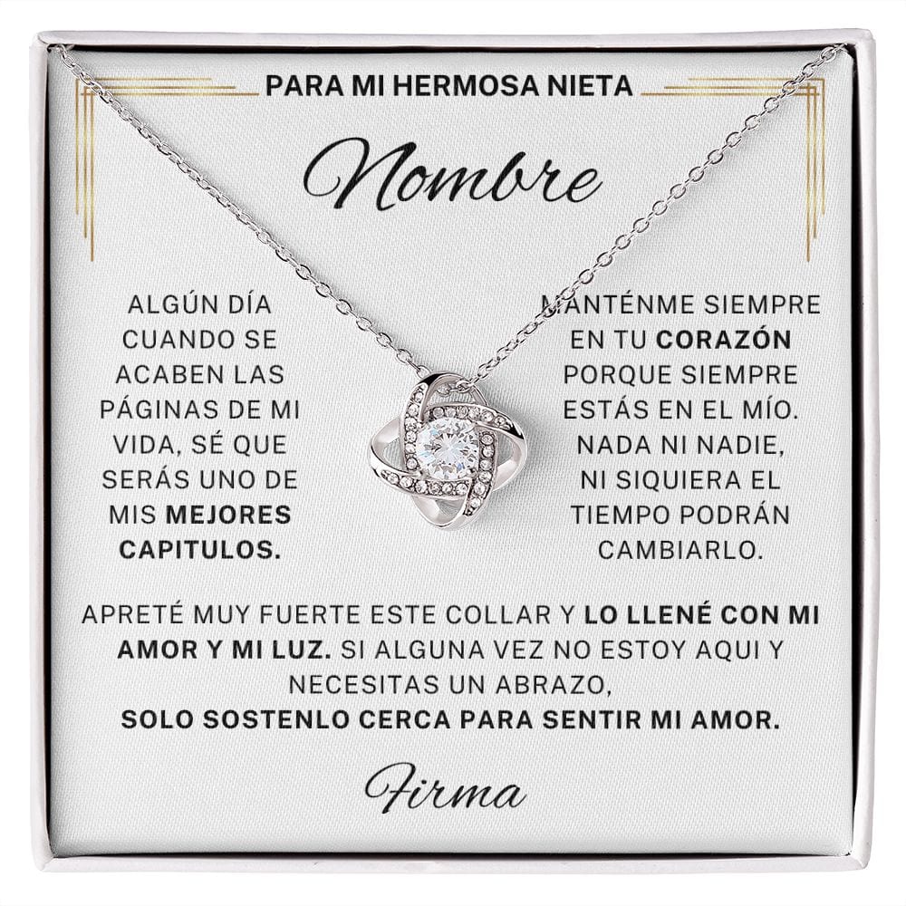 Regalo Para Nieta | Siente mi amor | Collar Nudo de Vesta