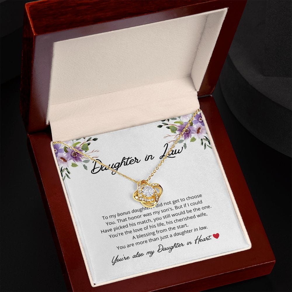 Daughter In Law - To My Bonus Daughter - Love Knot Necklace