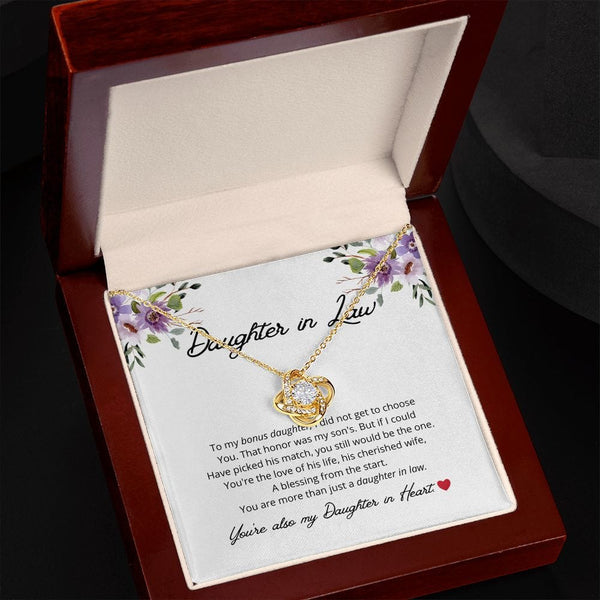 Daughter In Law - To My Bonus Daughter - Love Knot Necklace