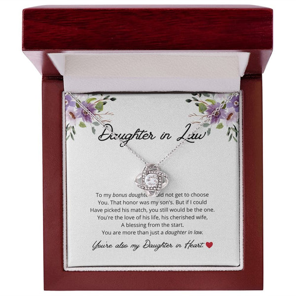 Daughter In Law - To My Bonus Daughter - Love Knot Necklace