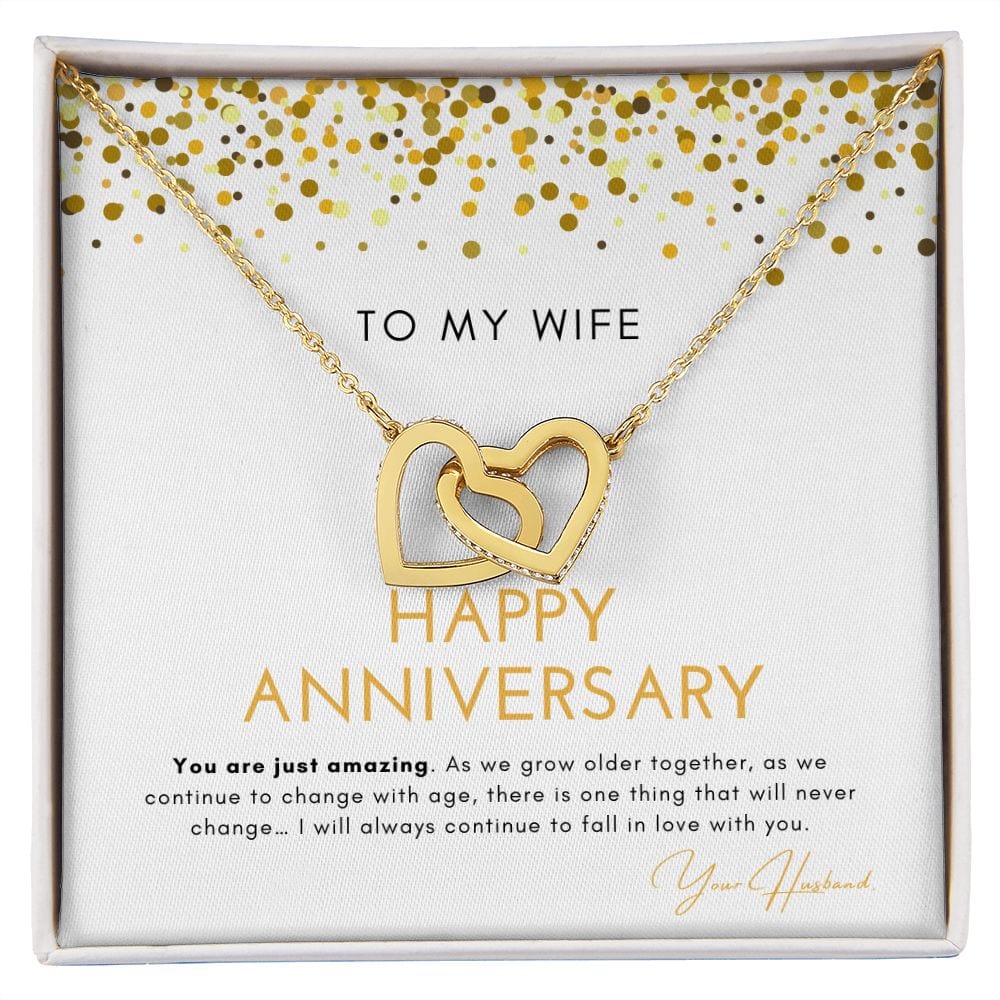 To My Wife - Happy Anniversary - You Are Just Amazing - Interlocking Hearts Necklace
