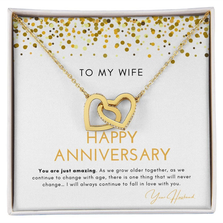 To My Wife - Happy Anniversary - You Are Just Amazing - Interlocking Hearts Necklace