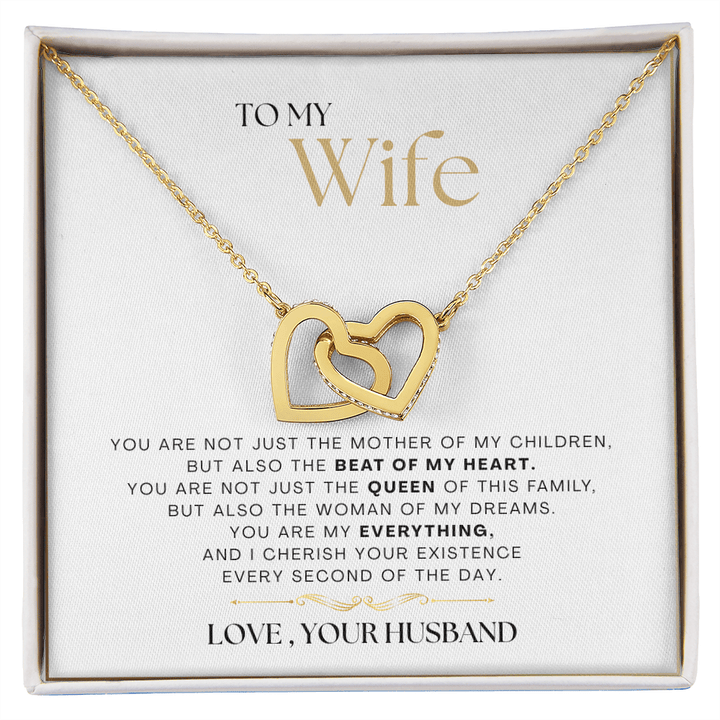 To My Wife - The Beat Of My Heart - Interlocking Hearts Necklace