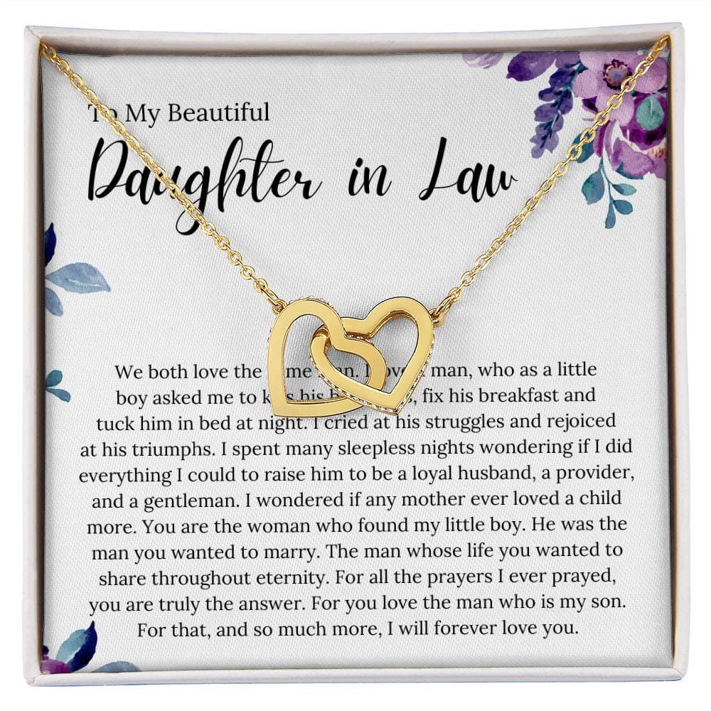 To My Beautiful Daughter In Law - We Both Love The Same Man - Interlocking Hearts Necklace