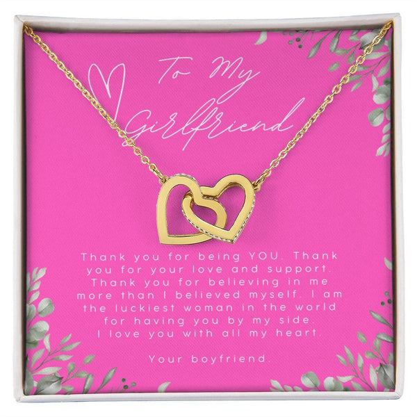 To My Girlfriend - Thank You For Being You - Interlocking Hearts Necklace