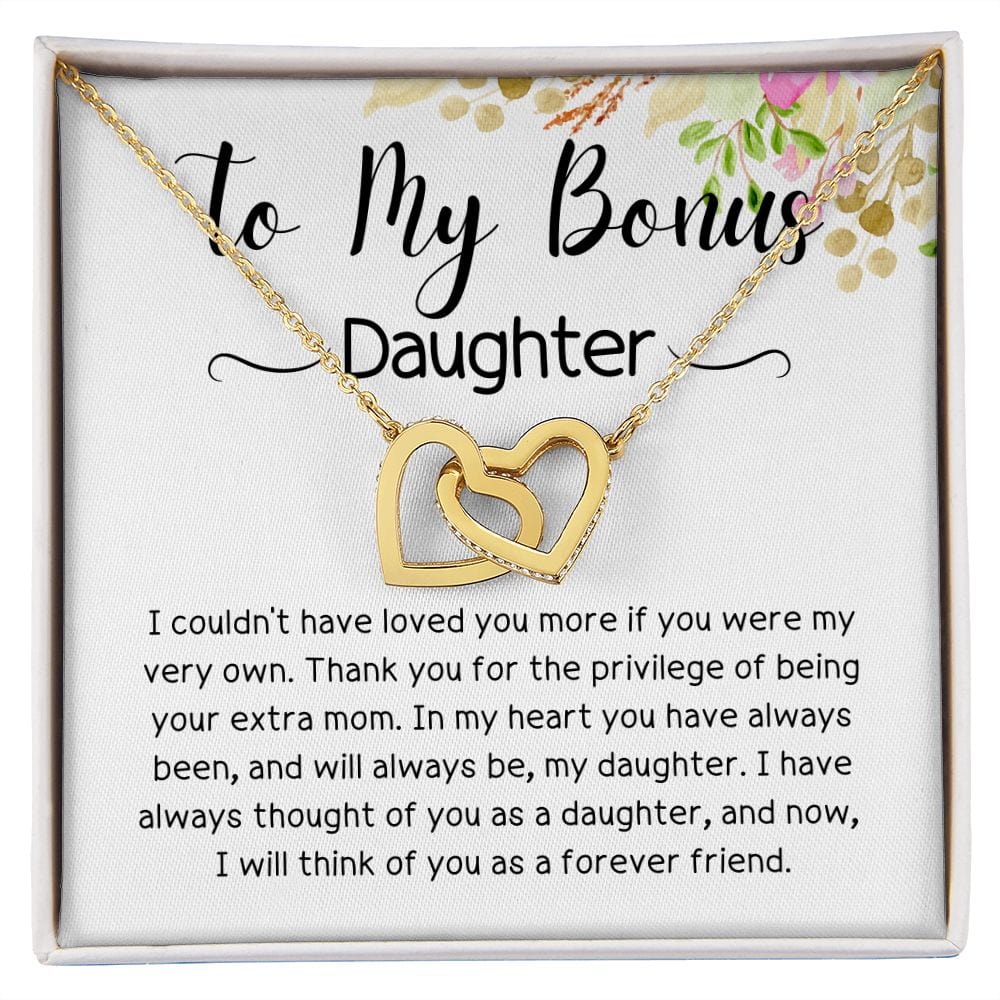 To My Bonus Daughter - I Couldn't Have Loved You More - Interlocking Hearts Necklace