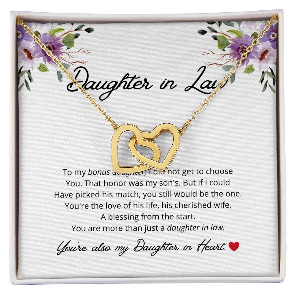 Daughter In Law - To My Bonus Daughter - Interlocking Hearts Necklace