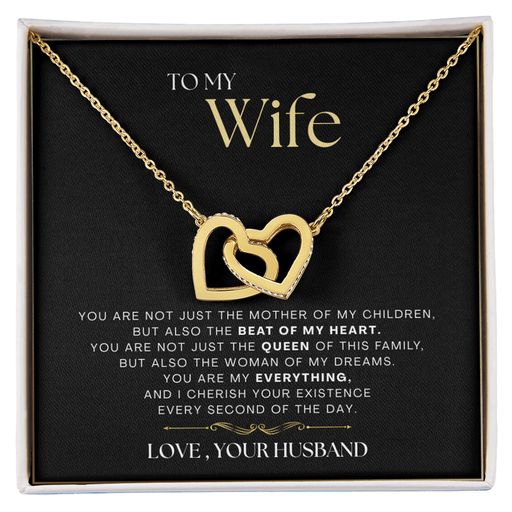 To My Wife - The Beat Of My Heart - Interlocking Hearts Necklace
