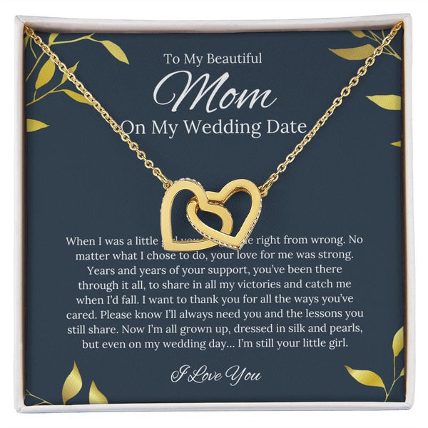 To My Beautiful Mom - On My Wedding Date - Interlocking Hearts Necklace