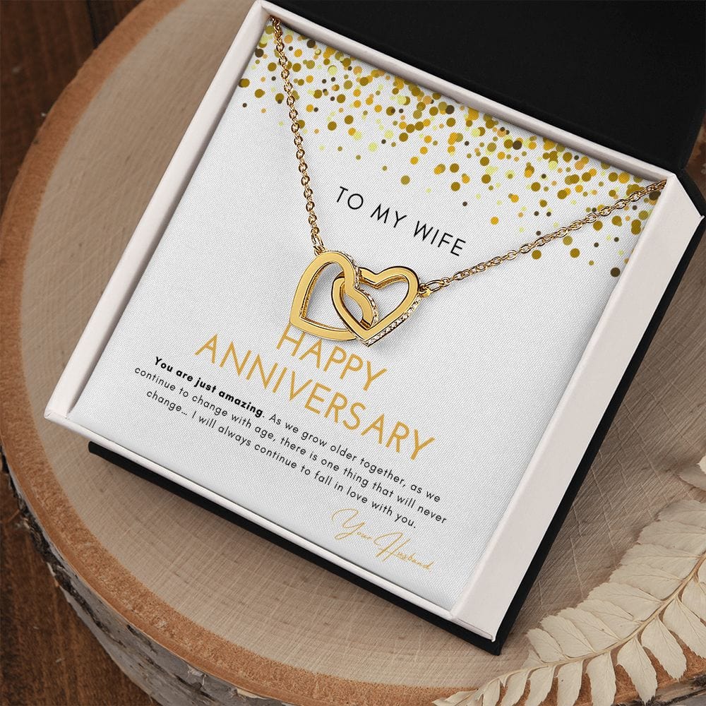 To My Wife - Happy Anniversary - You Are Just Amazing - Interlocking Hearts Necklace