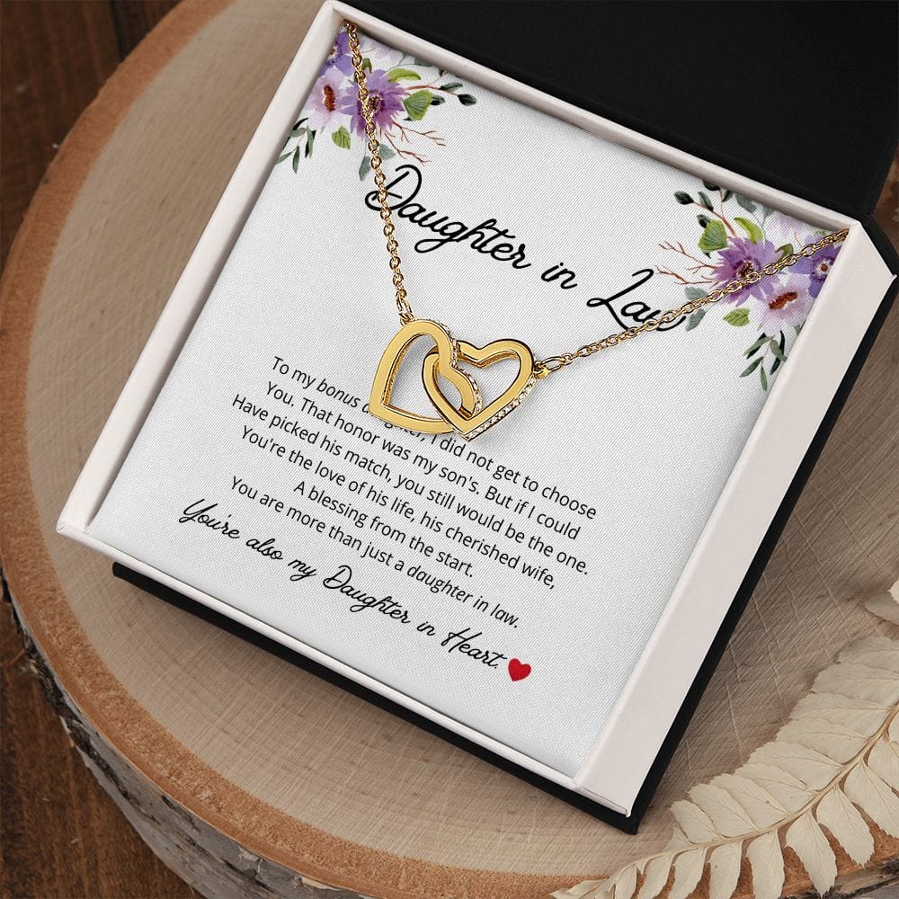 Daughter In Law - To My Bonus Daughter - Interlocking Hearts Necklace