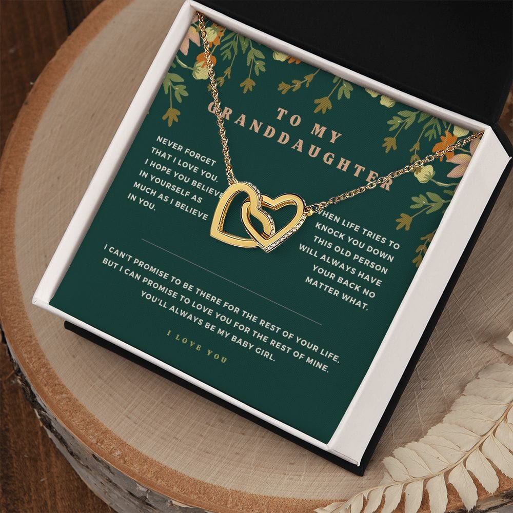To My Granddaughter - Never Forget That I Love You - Interlocking Hearts Necklace