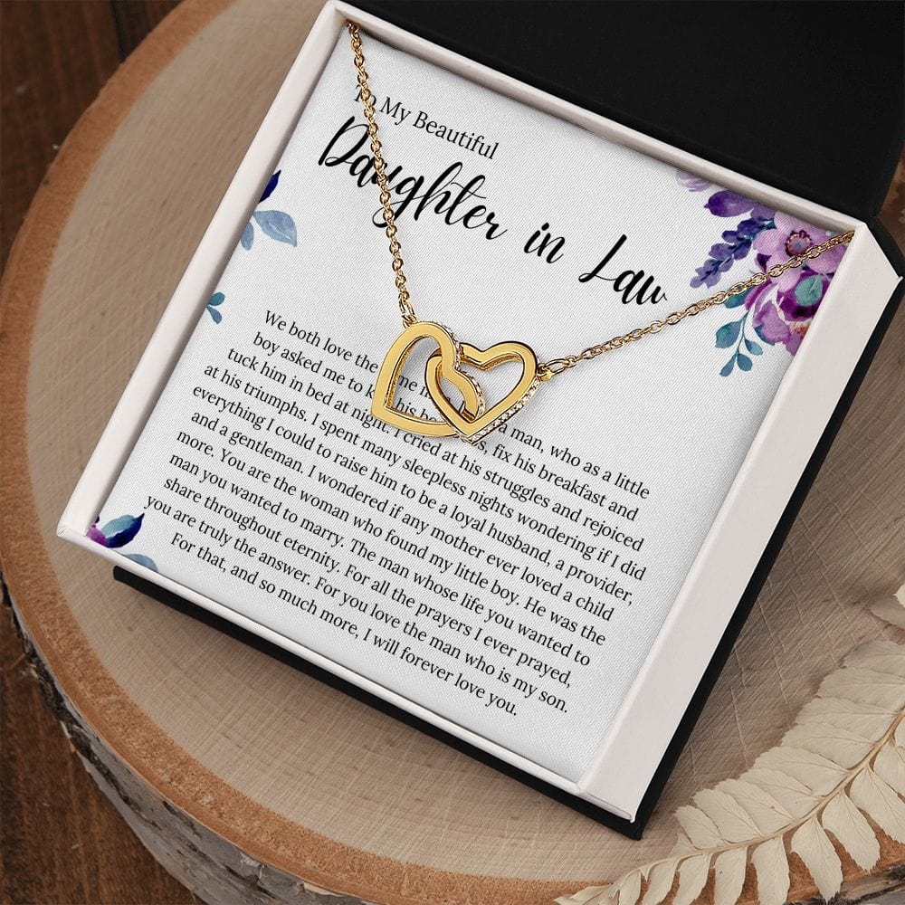 To My Beautiful Daughter In Law - We Both Love The Same Man - Interlocking Hearts Necklace